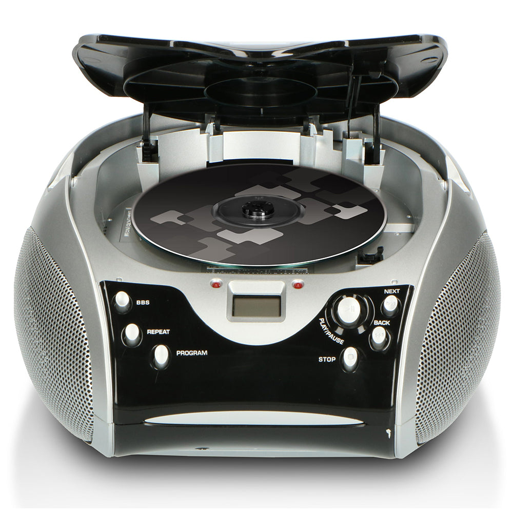 Lenco Portable Stereo FM Radio/CD Player - Black &amp; Silver | SCD-27BK from Lenco - DID Electrical