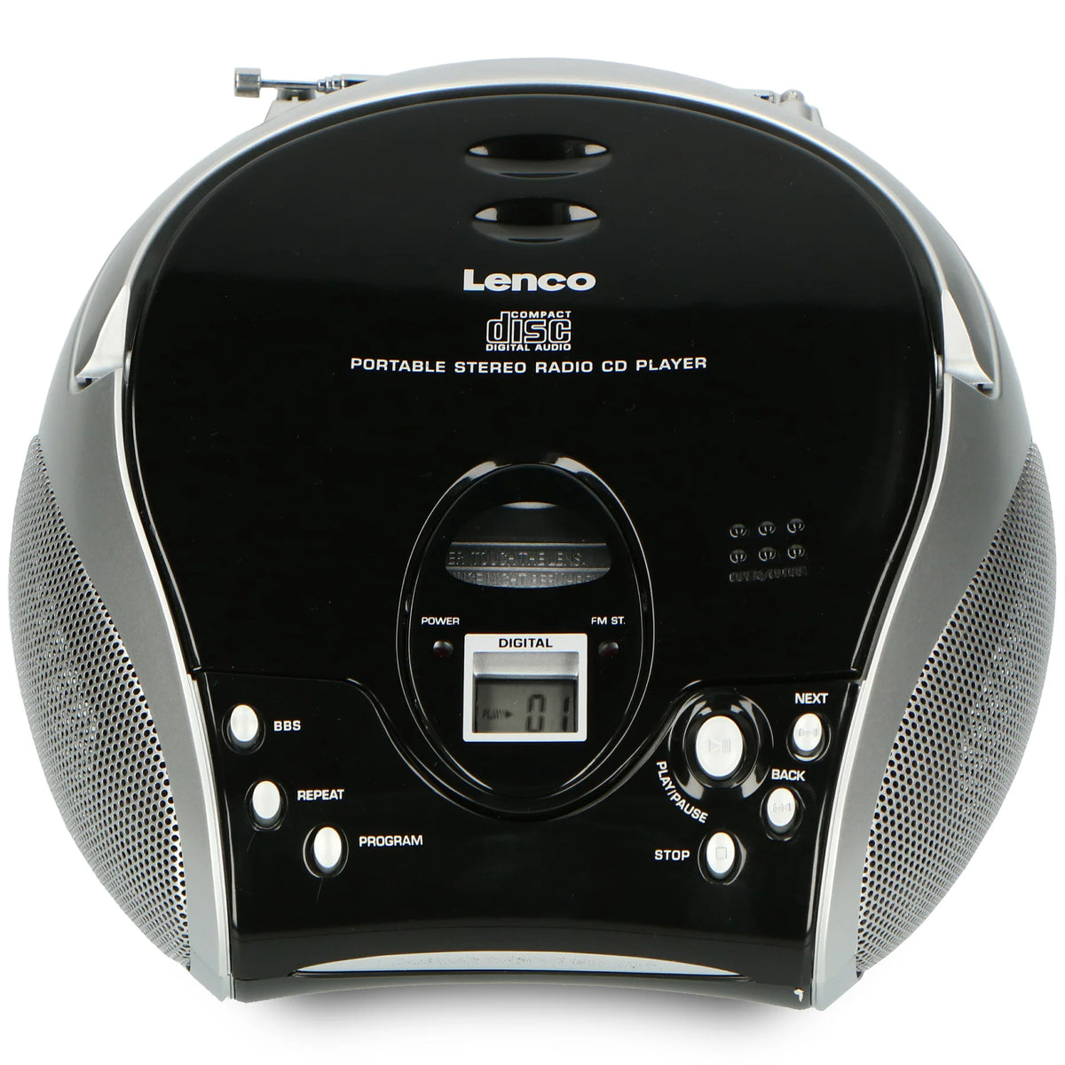 Lenco Portable Stereo FM Radio with CD Player - Black &amp; Silver | SCD24P from Lenco - DID Electrical