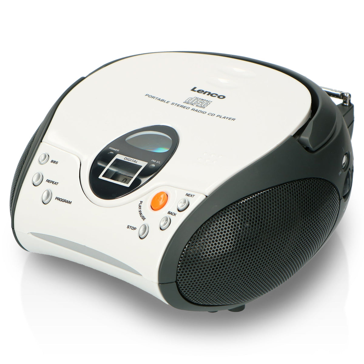 Lenco Portable Stereo FM Radio with CD Player - White | SCD24W from Lenco - DID Electrical