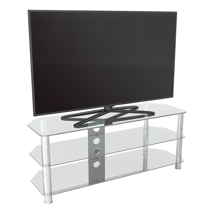 AVF Classic Corner Glass TV Stand for Up to 60" TV - Clear & Chrome | SDC1250CMCC from AVF - DID Electrical