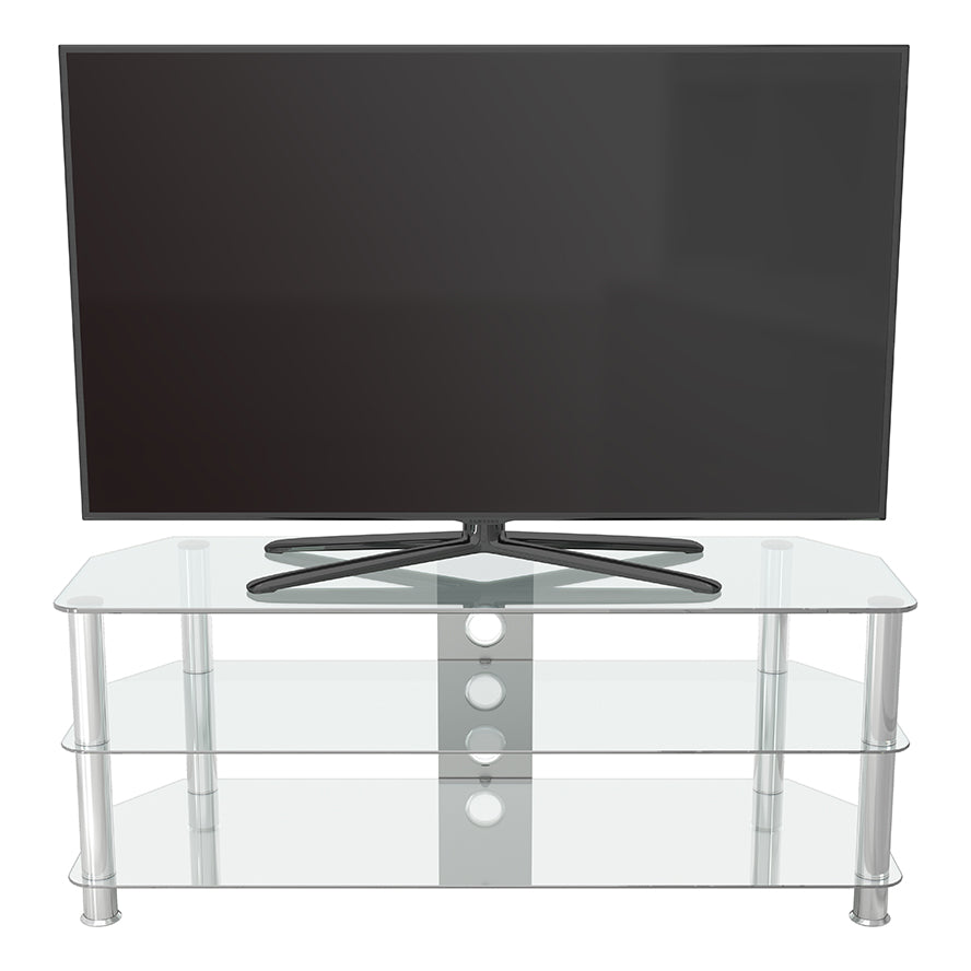 AVF Classic Corner Glass TV Stand for Up to 60" TV - Clear & Chrome | SDC1250CMCC from AVF - DID Electrical