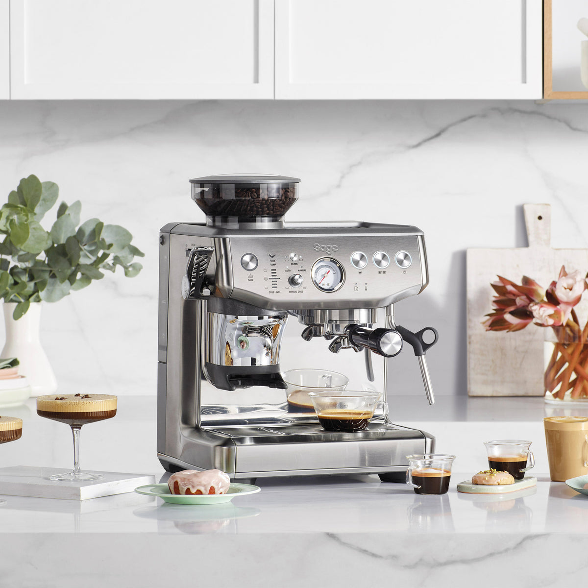 Sage The Barista Express Impress Coffee Machine - Sea Salt | SES876SST4GUK1 from Sage - DID Electrical