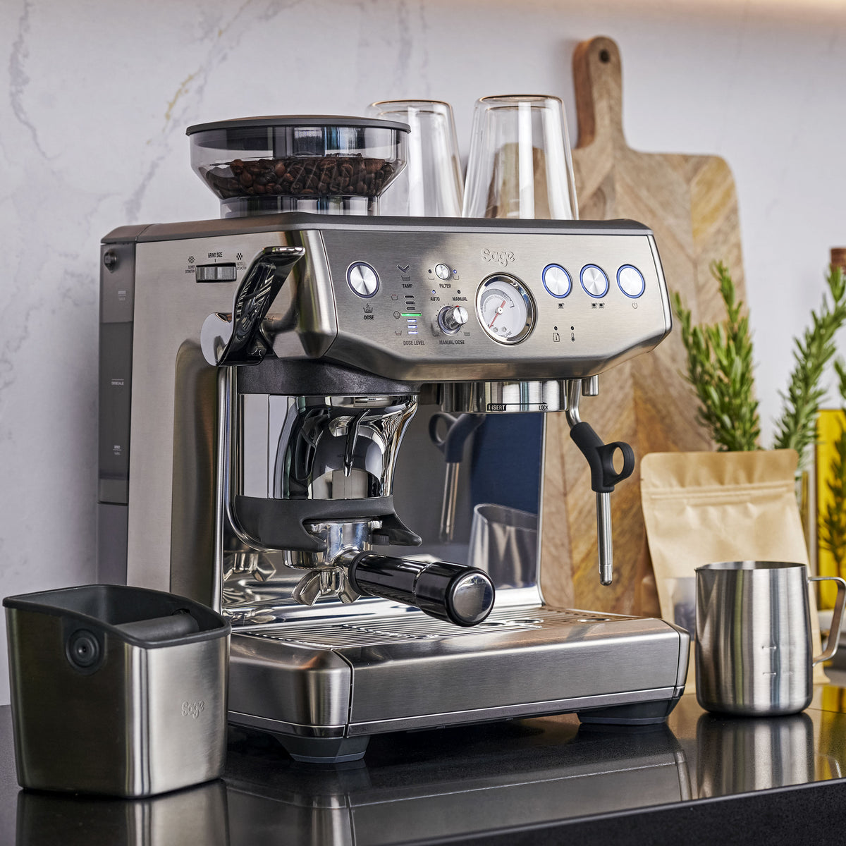 Sage The Barista Express Impress Coffee Machine - Sea Salt | SES876SST4GUK1 from Sage - DID Electrical