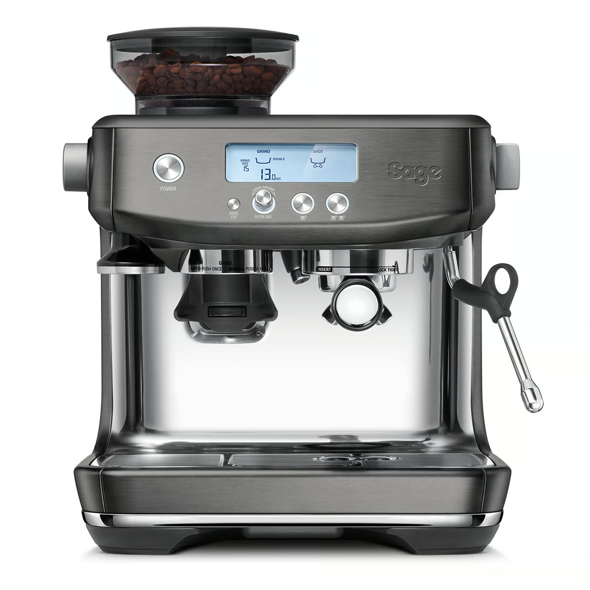 Sage The Barista Pro Espresso Coffee Machine - Black Stainless Steel | SES878BST4GUK1 from Sage - DID Electrical