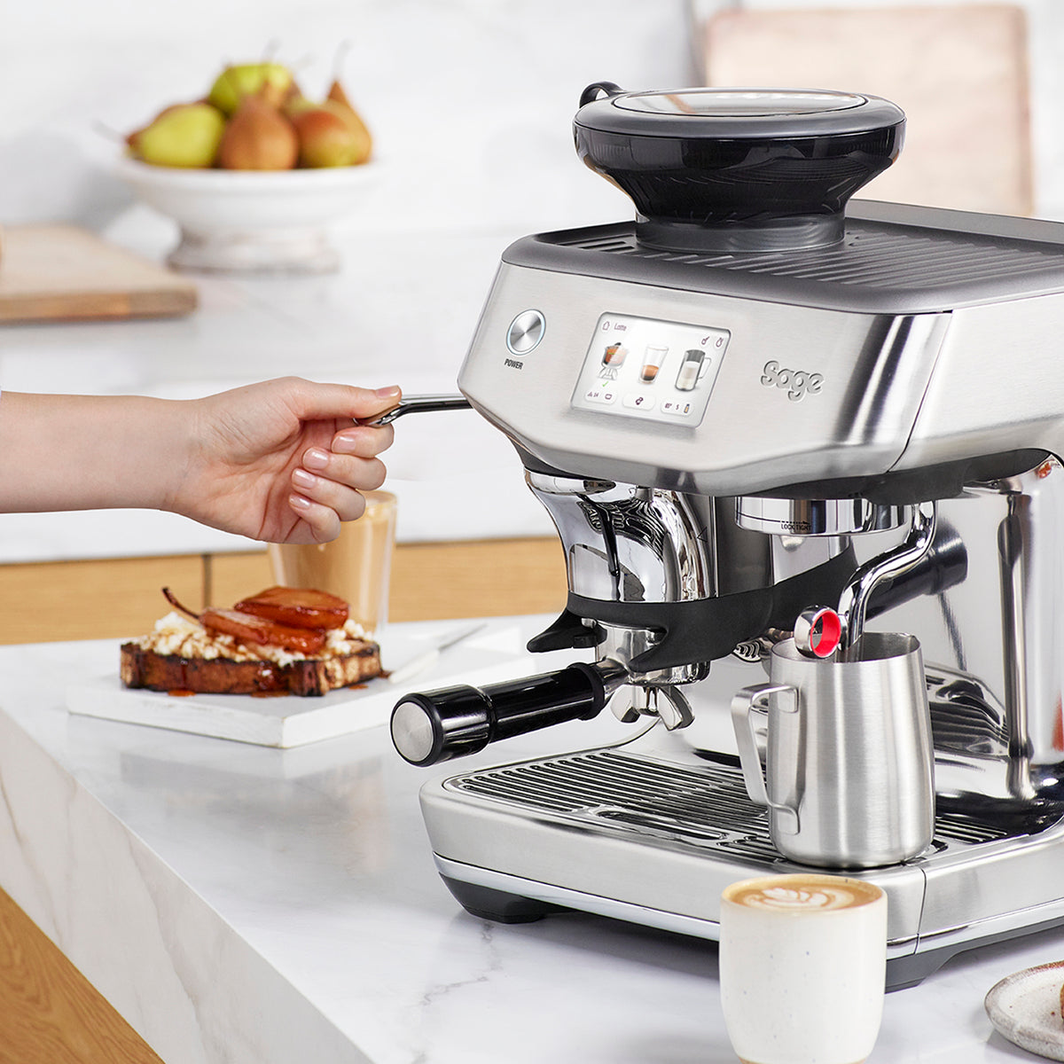 Sage The Barista Touch Impress with Cold Extraction Coffee Machine - Black Stainless Steel | SES882BST4GUK1