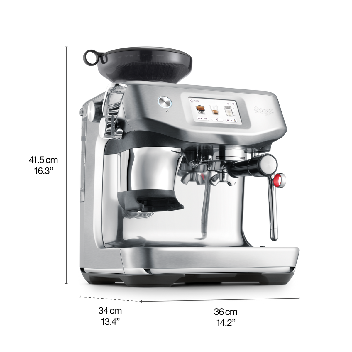 Sage The Barista Touch Impress with Cold Extraction Coffee Machine - Black Stainless Steel | SES882BST4GUK1