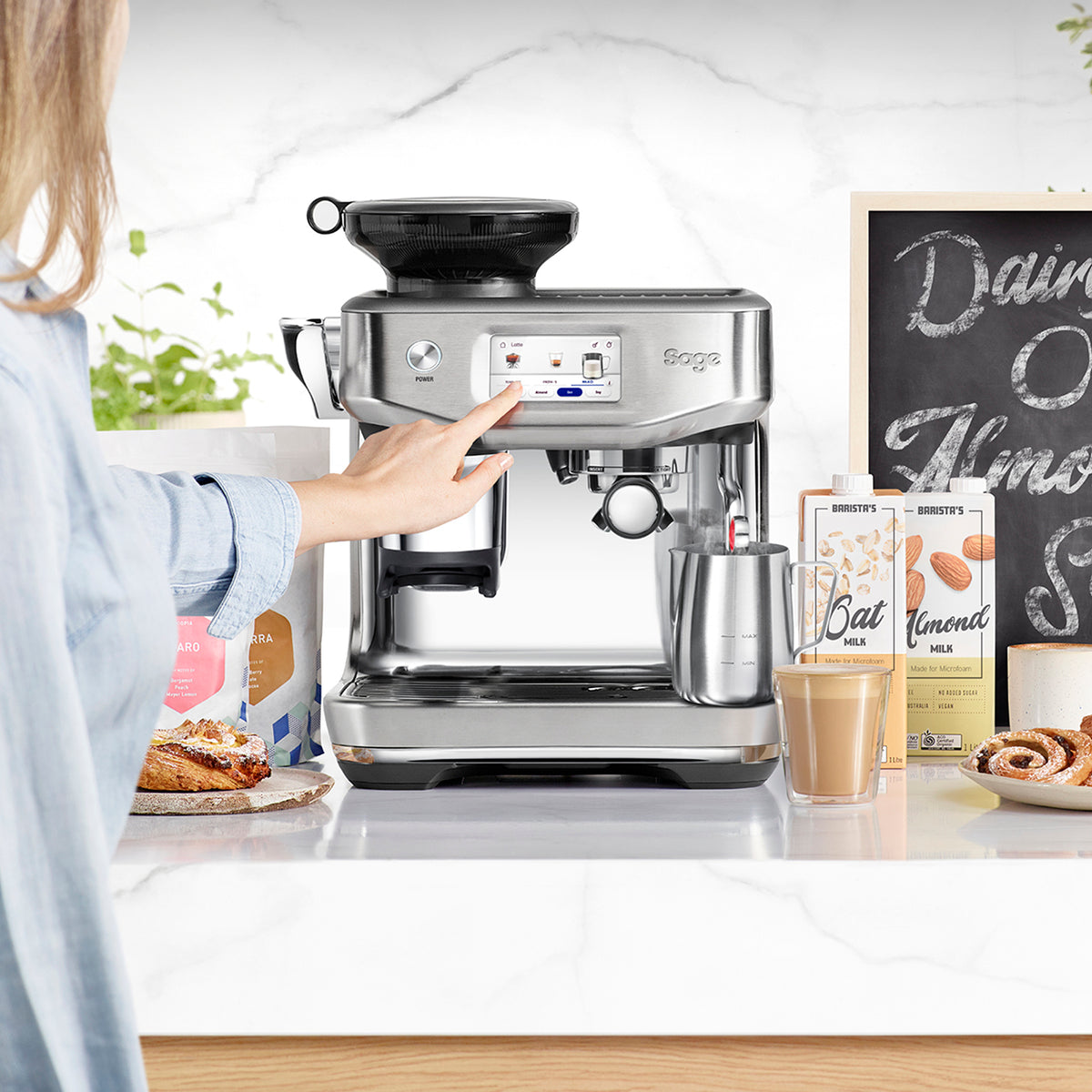 Sage The Barista Touch Impress With Cold Extraction Coffee Machine - Sea Salt | SES882SST4GUK1