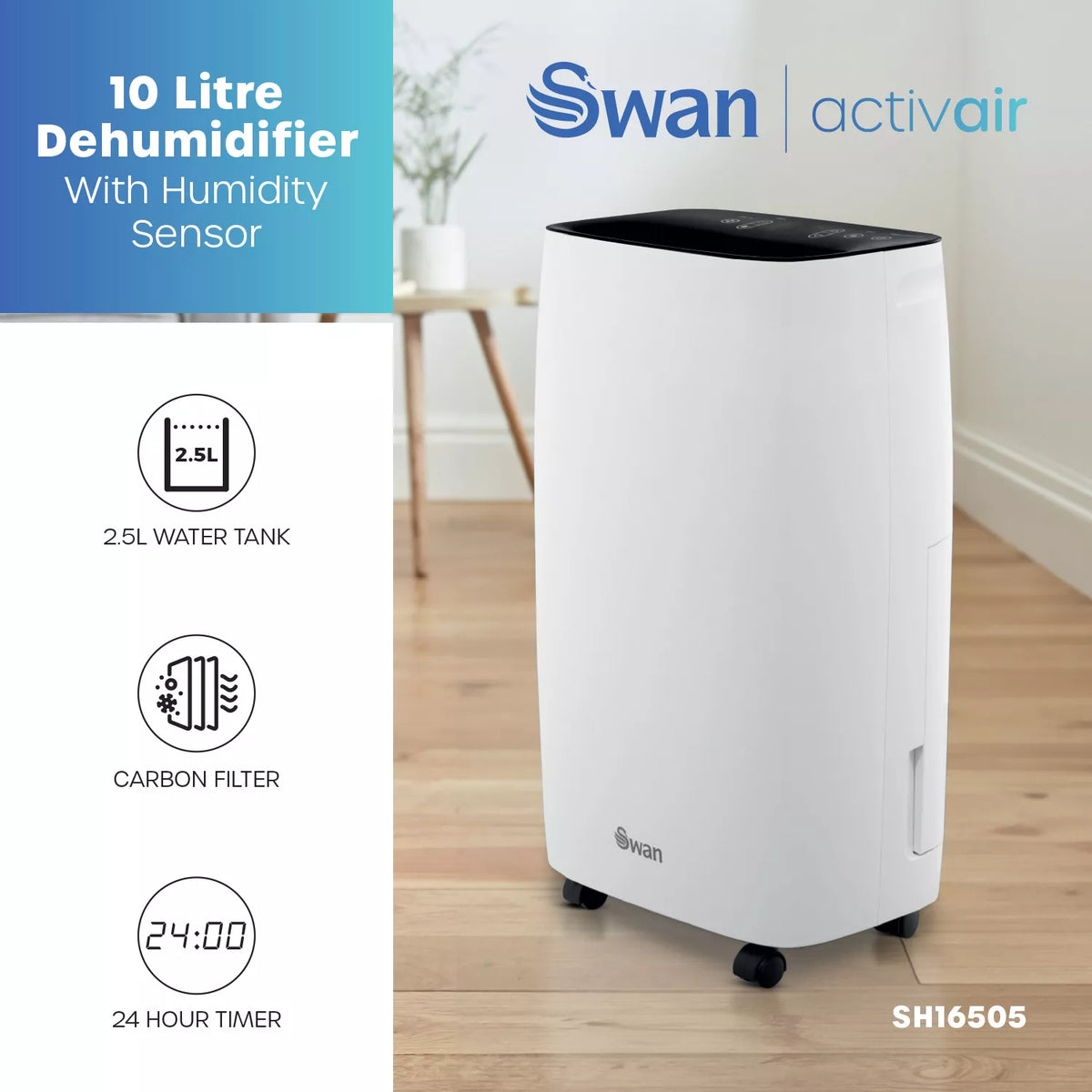 Swan Activair 10L Dehumidifier - White | SH16505 from Swan - DID Electrical
