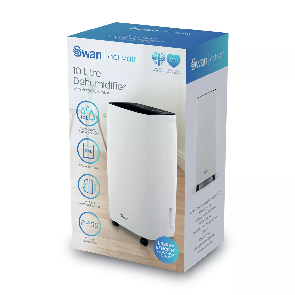 Swan Activair 10L Dehumidifier - White | SH16505 from Swan - DID Electrical