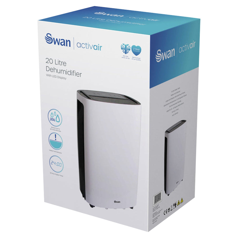 Swan 20 Litre Low Energy Dehumidifier - White | SH16810N from Swan - DID Electrical