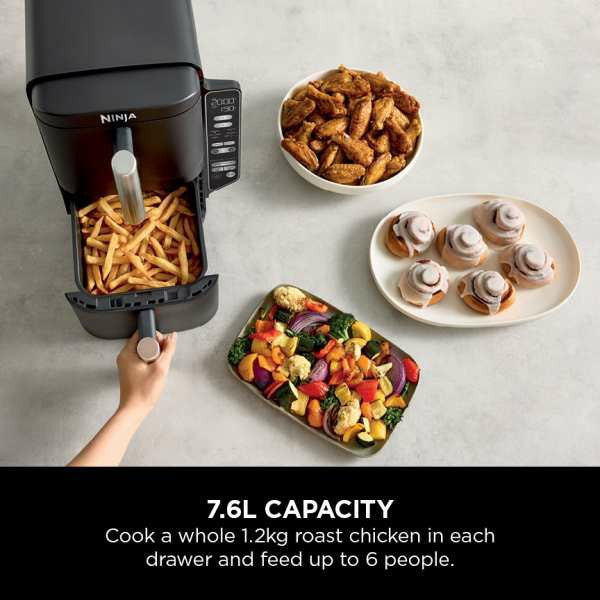 Ninja 7.6L Double Stack 2 Drawer Air Fryer - Black | SL300UK from Ninja - DID Electrical