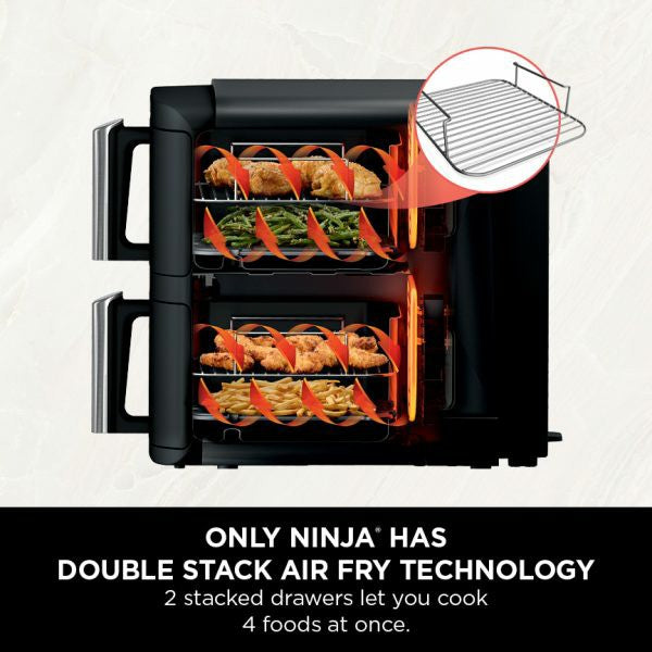 Ninja 7.6L Double Stack 2 Drawer Air Fryer - Black | SL300UK from Ninja - DID Electrical