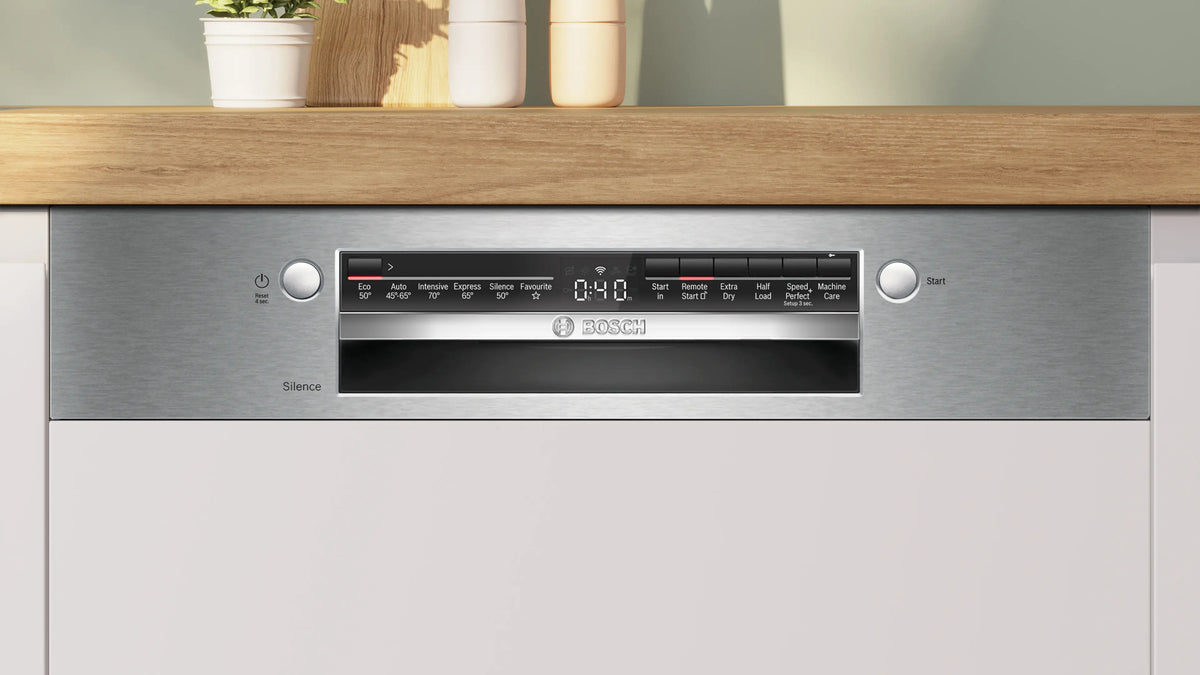 Bosch Series 2 60CM Semi Integrated Standard Dishwasher - Brushed Steel | SMI2HTS06G
