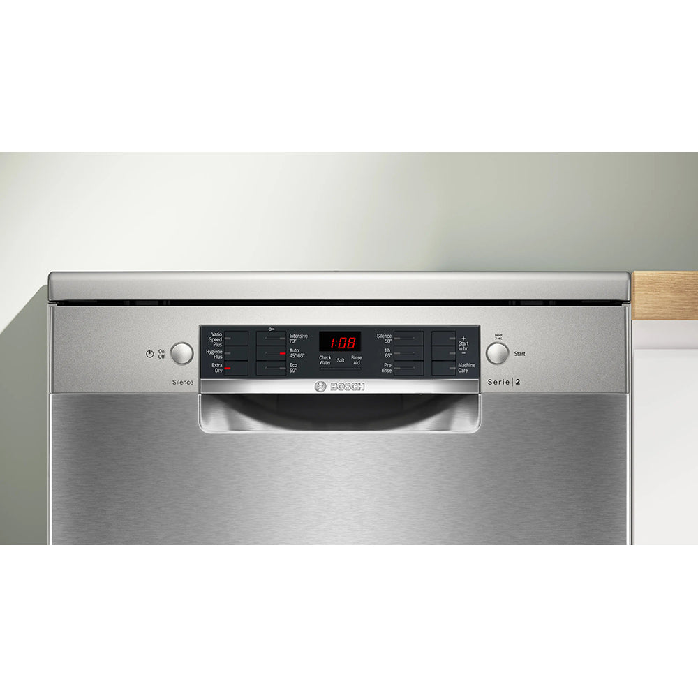 Bosch Series 2 85CM Freestanding Standard Dishwasher - Brushed Steel | SMS26AI08G from Bosch - DID Electrical