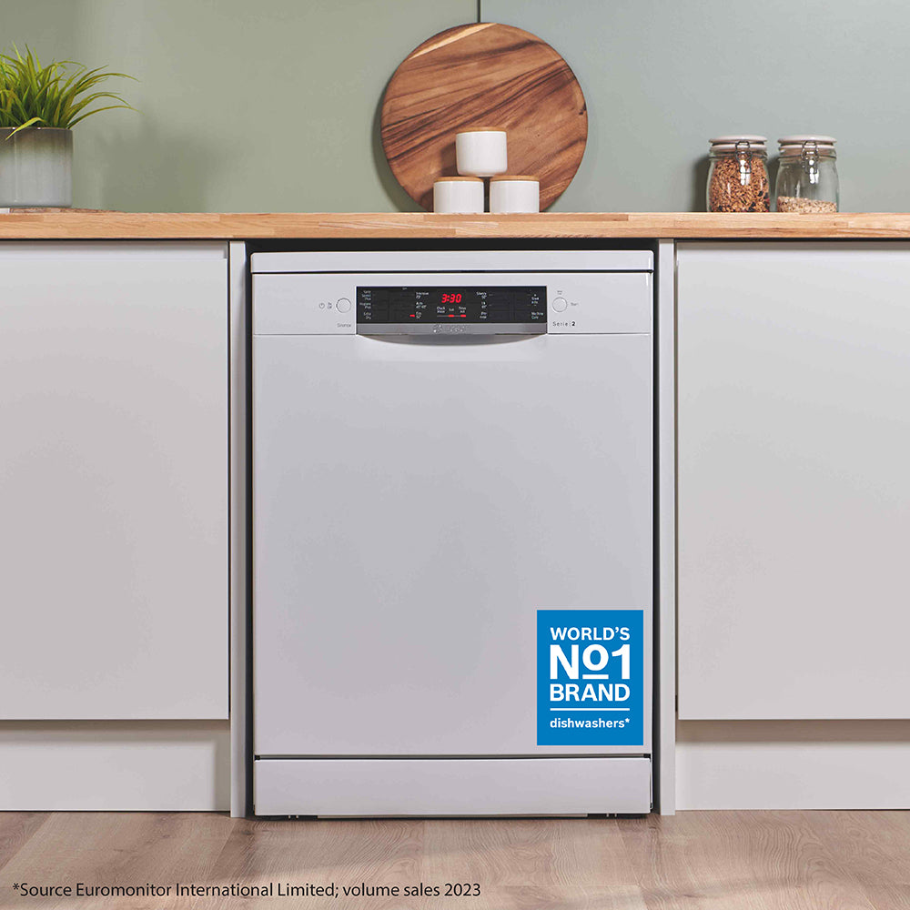 Bosch Series 2 60CM Freestanding Standard Dishwasher - White | SMS26AW08G from Bosch - DID Electrical