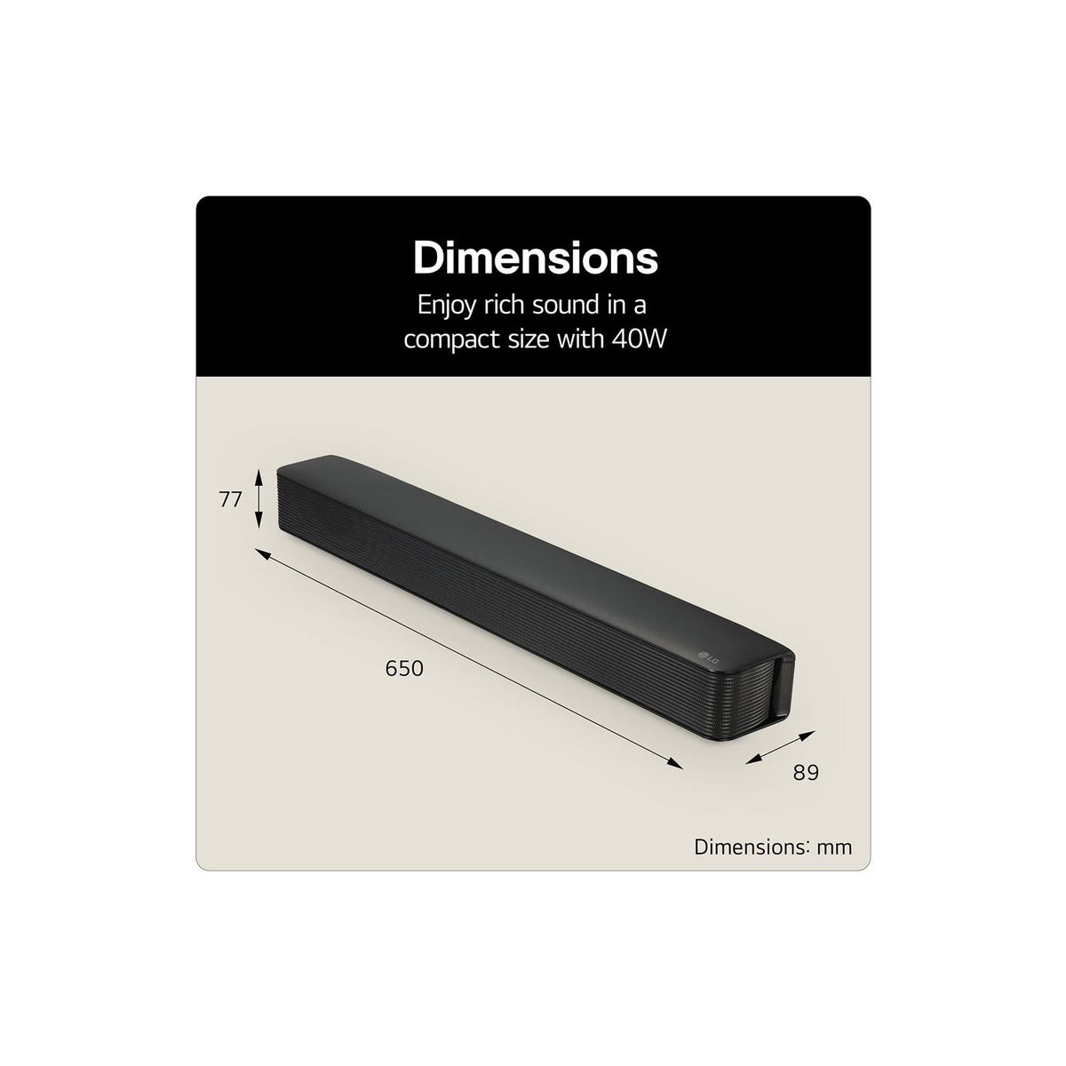 LG 2.0CH Soundbar - Black | SQM1.AGBRLLK from LG - DID Electrical