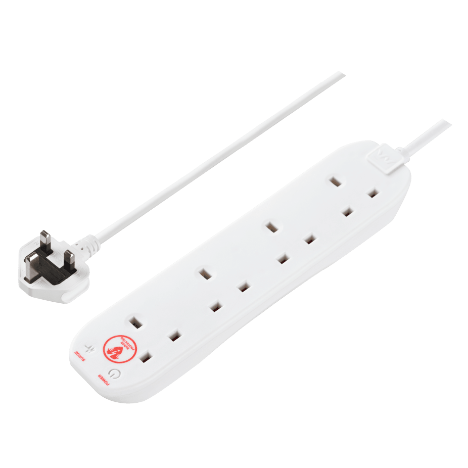 Masterplug 4 Socket Surge Protected Extension Lead - White | SRG44N-MP from Masterplug - DID Electrical