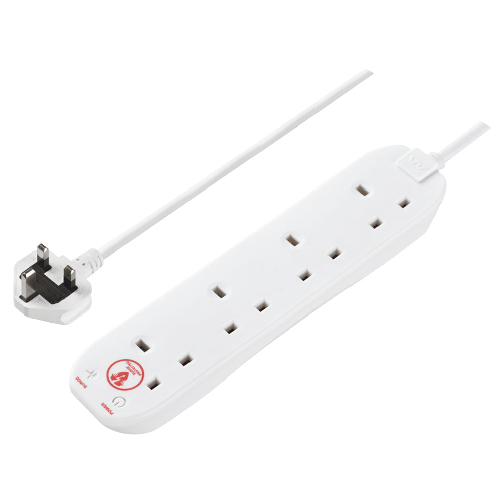 Masterplug 4 Socket Surge Protected Extension Lead - White | SRG44N-MP from Masterplug - DID Electrical