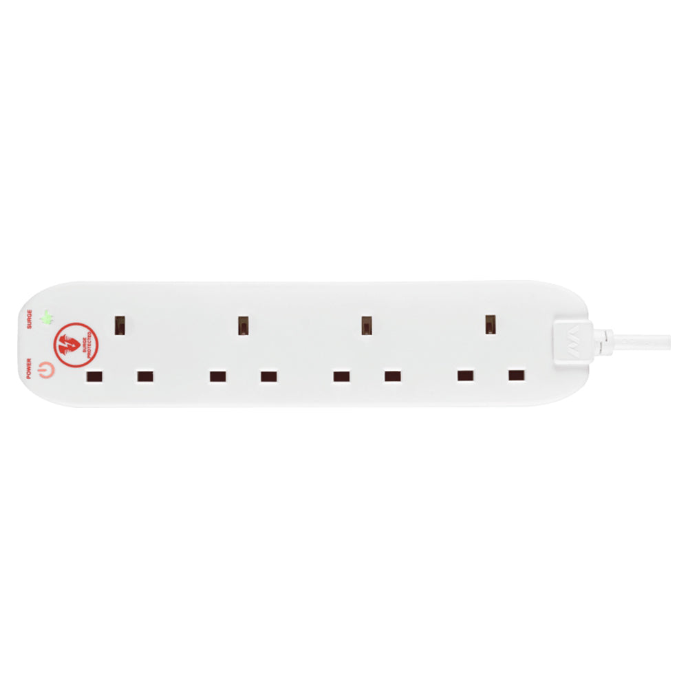 Masterplug 4 Socket Surge Protected Extension Lead - White | SRG44N-MP from Masterplug - DID Electrical