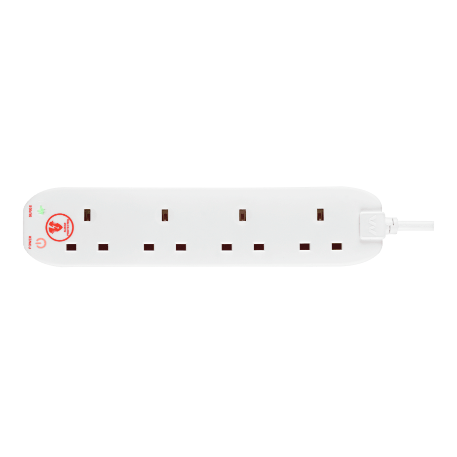 Masterplug 4 Socket Surge Protected Extension Lead - White | SRG44N-MP from Masterplug - DID Electrical