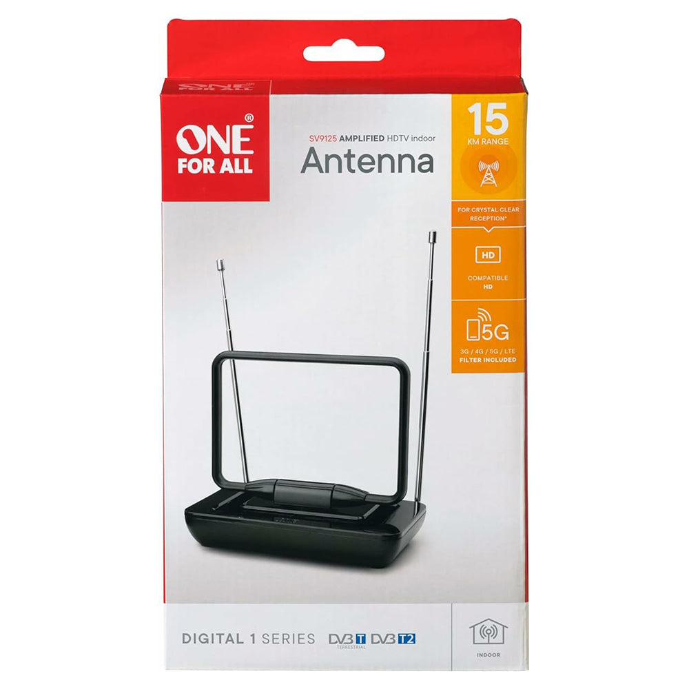 One For All Amplified Indoor TV Antenna - Black | SV9125-5G from Oneforall - DID Electrical