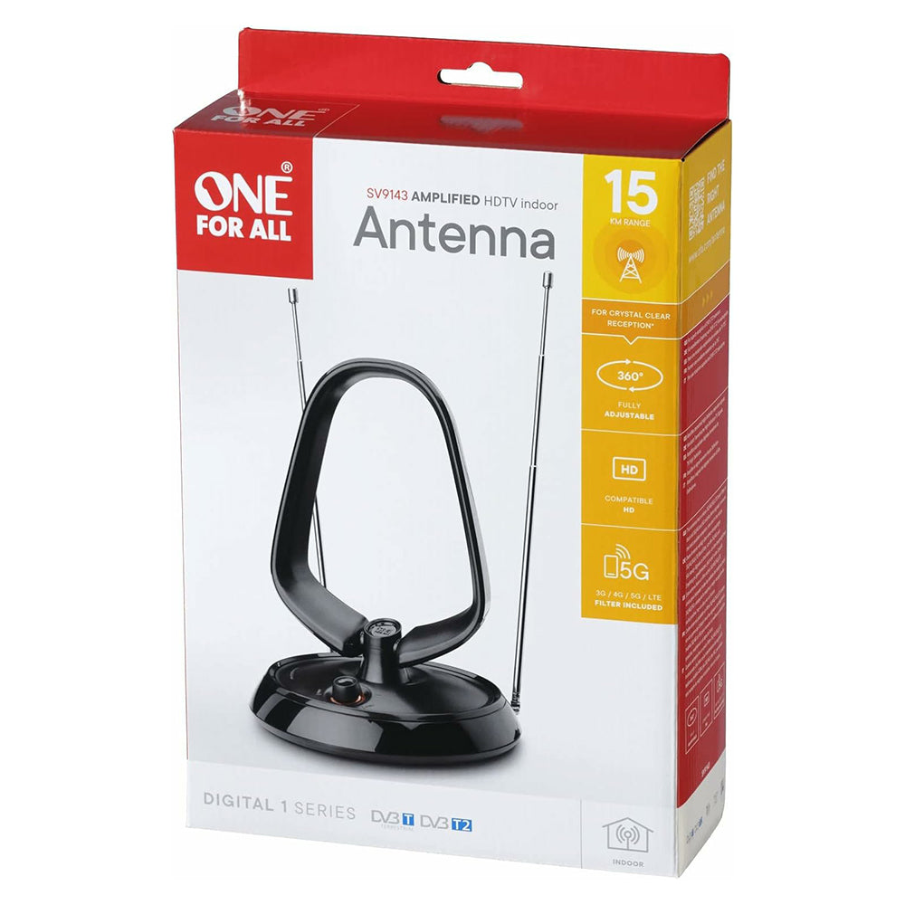 One For All 5G Amplified Indoor TV Antenna - Black | SV9143-5G from Oneforall - DID Electrical