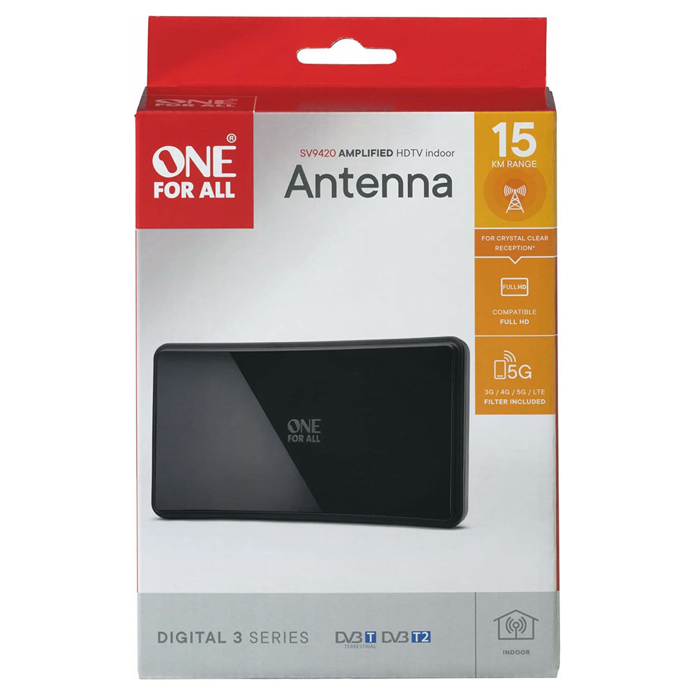 One For All 5G Amplified Indoor TV Antenna - Black | SV9420-5G from Oneforall - DID Electrical
