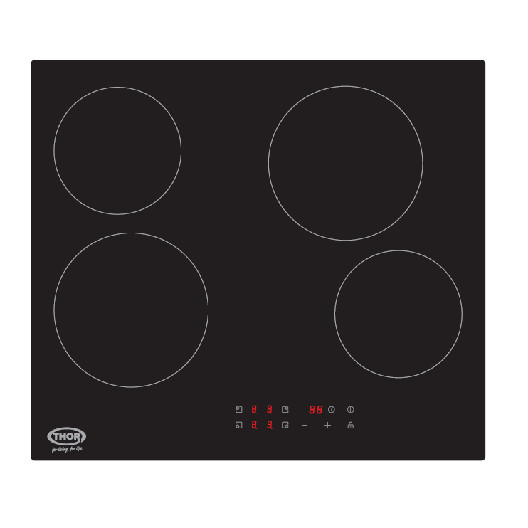 Thor 4 Zone Ceramic Hob - Black | T154MDTCSS from Thor - DID Electrical