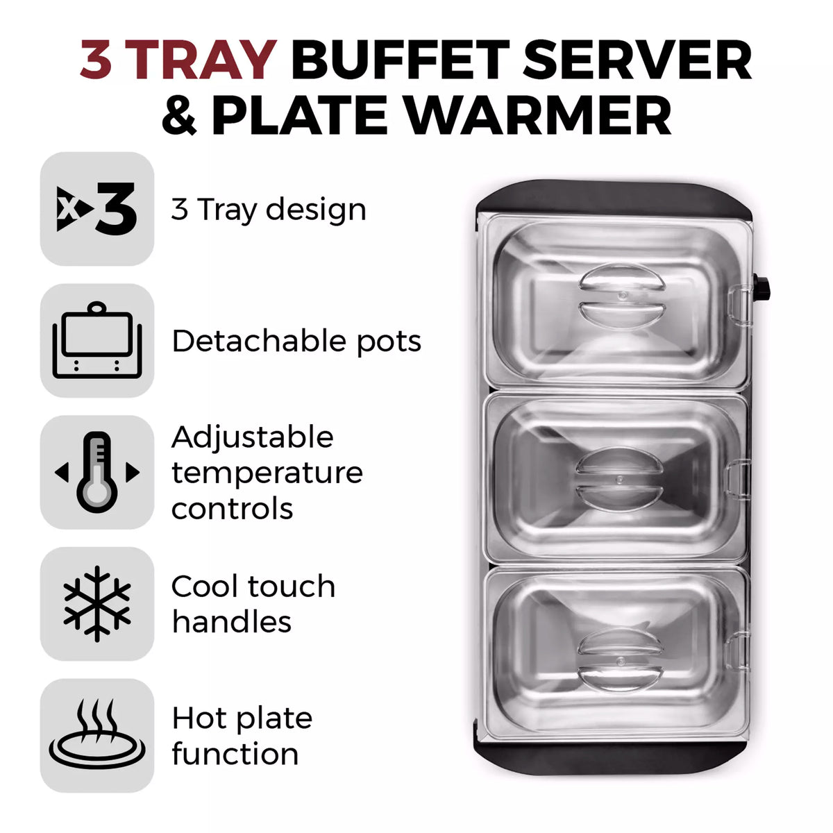 Tower 3 x 1.5L Buffet Server - Stainless Steel | T16150 from Tower - DID Electrical