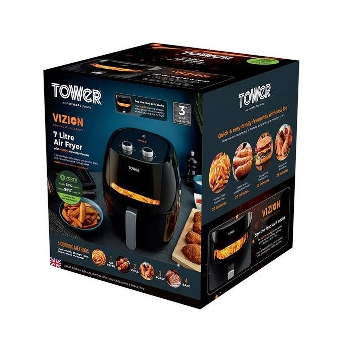 Tower Vortx Vizion 1800W 7L Air Fryer - Black | T17071 from Tower - DID Electrical