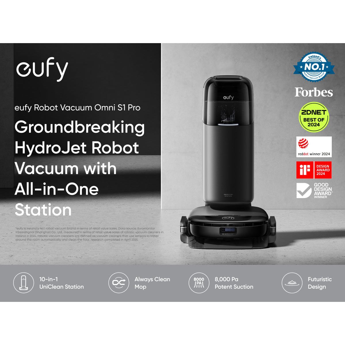 Eufy Omni S1 Pro + Filters Robot Vacuum Cleaner - Black | T2080GA1 from Eufy - DID Electrical