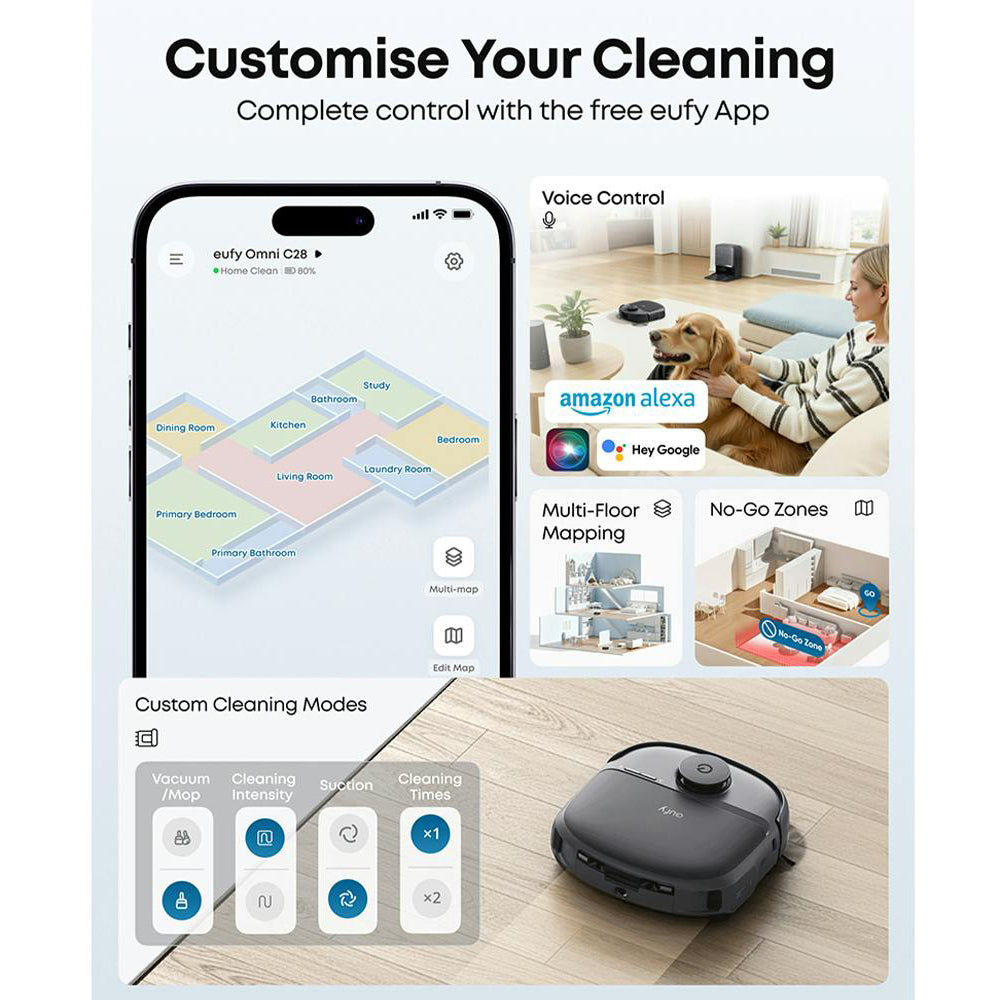 Eufy Omni C28A Bagless Robot Vacuum Cleaner with Accessory Kit - Black | T211AV10 from Eufy - DID Electrical