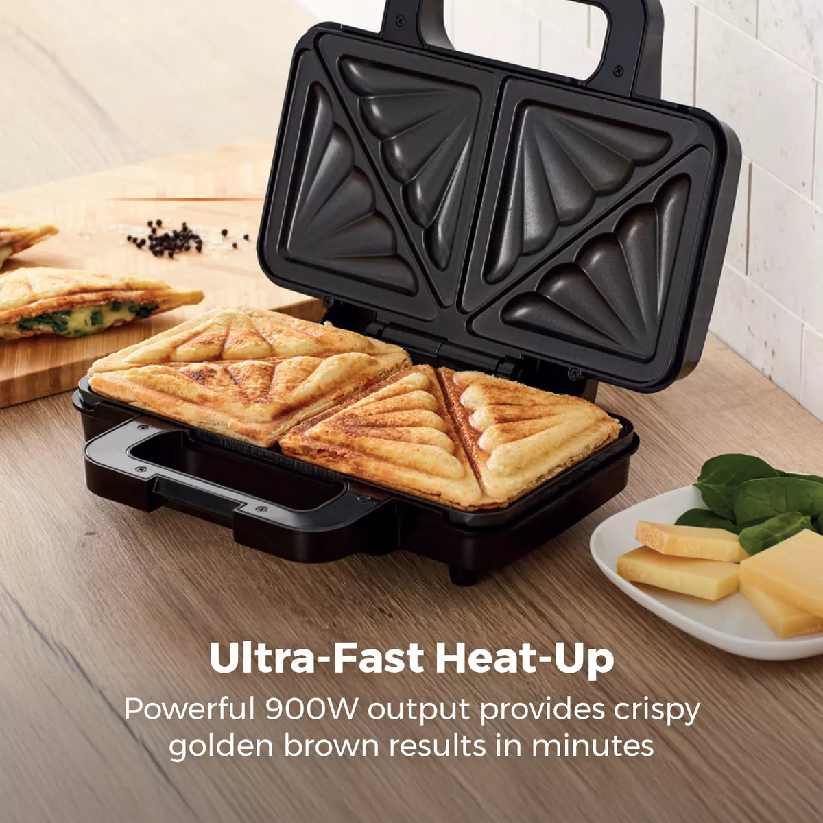 Tower 900W Deep Filled Sandwich Maker - Stainless Steel | T27031