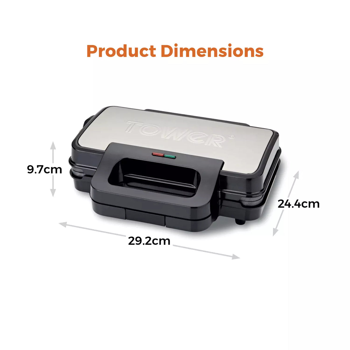 Tower 900W Deep Filled Sandwich Maker - Stainless Steel | T27031