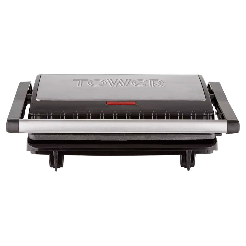 Tower 750W 3 Portion Health Grill &amp; Panini Press with Non-stick Cerastone Coating - Stainless Steel | T27038 from Tower - DID Electrical
