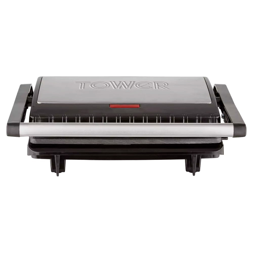 Tower 750W 3 Portion Health Grill & Panini Press with Non-stick Cerastone Coating - Stainless Steel | T27038 from Tower - DID Electrical