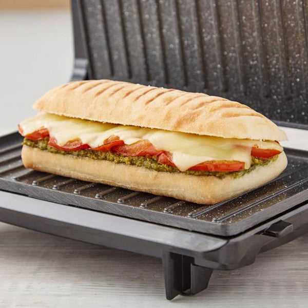 Tower 750W 3 Portion Health Grill &amp; Panini Press with Non-stick Cerastone Coating - Stainless Steel | T27038 from Tower - DID Electrical