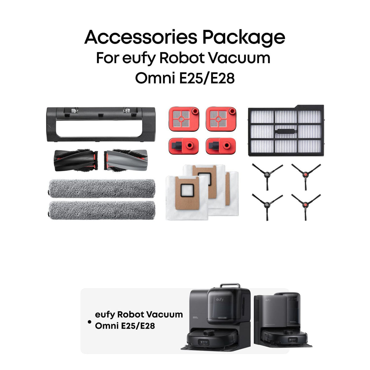 Eufy Accessories Package For Eufy Robot Vacuum Omni E28 and E25 | T290QAR0 from Eufy - DID Electrical