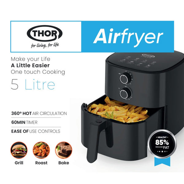 Thor 5L One Drawer Air Fryer - Black | T8351BL from Thor - DID Electrical