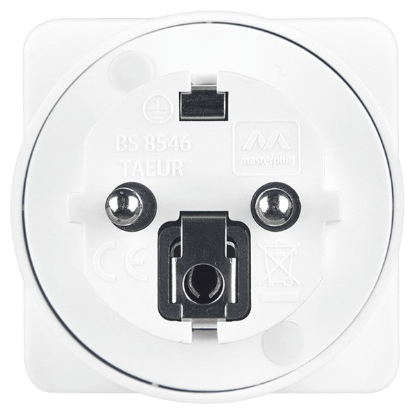 Masterplug UK to EU Travel Adaptor - White | TAEUR-MP from Masterplug - DID Electrical