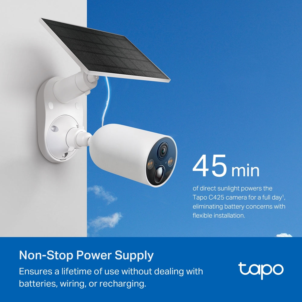 Tapo 2K Solar Powered Security Camera Kit - White | TAPO C425 KIT from Tapo - DID Electrical