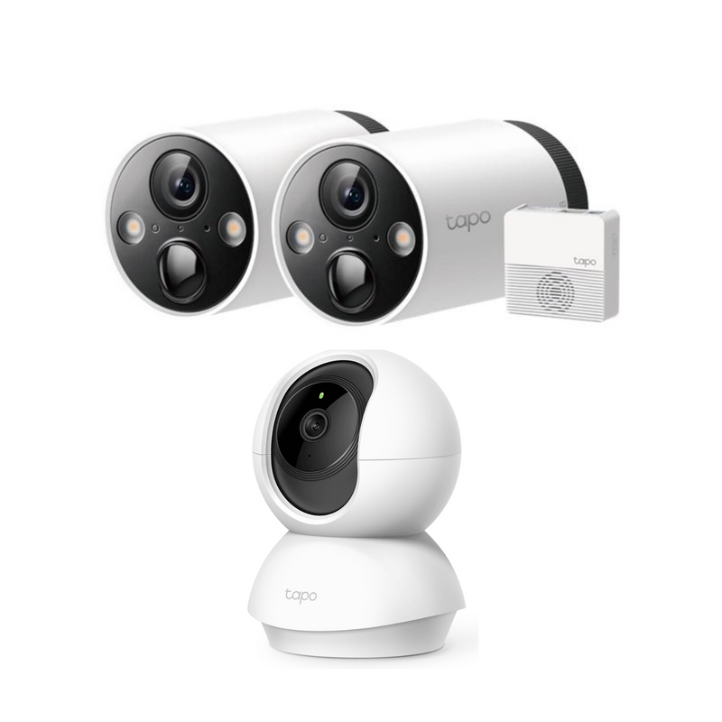 Tapo Smart Wire-Free Indoor & Outdoor Security Camera System Bundle - White | TAPOSURVEILLANCEPACK from TP Link - DID Electrical