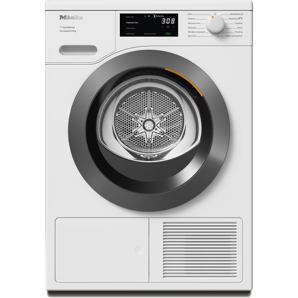 Miele T1 EcoSpeed 8KG Freestanding Heat Pump Tumble Dryer - Lotus White | TEC645 from Miele - DID Electrical
