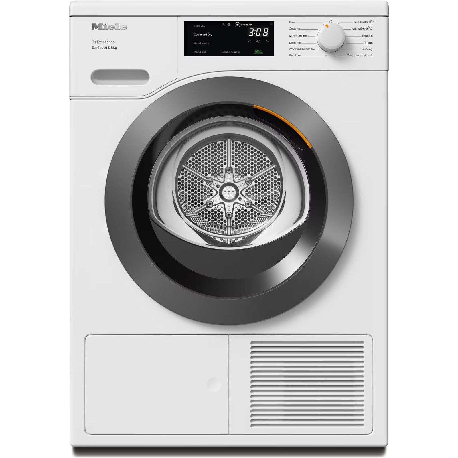 Miele T1 EcoSpeed 8KG Freestanding Heat Pump Tumble Dryer - Lotus White | TEC645 from Miele - DID Electrical ()