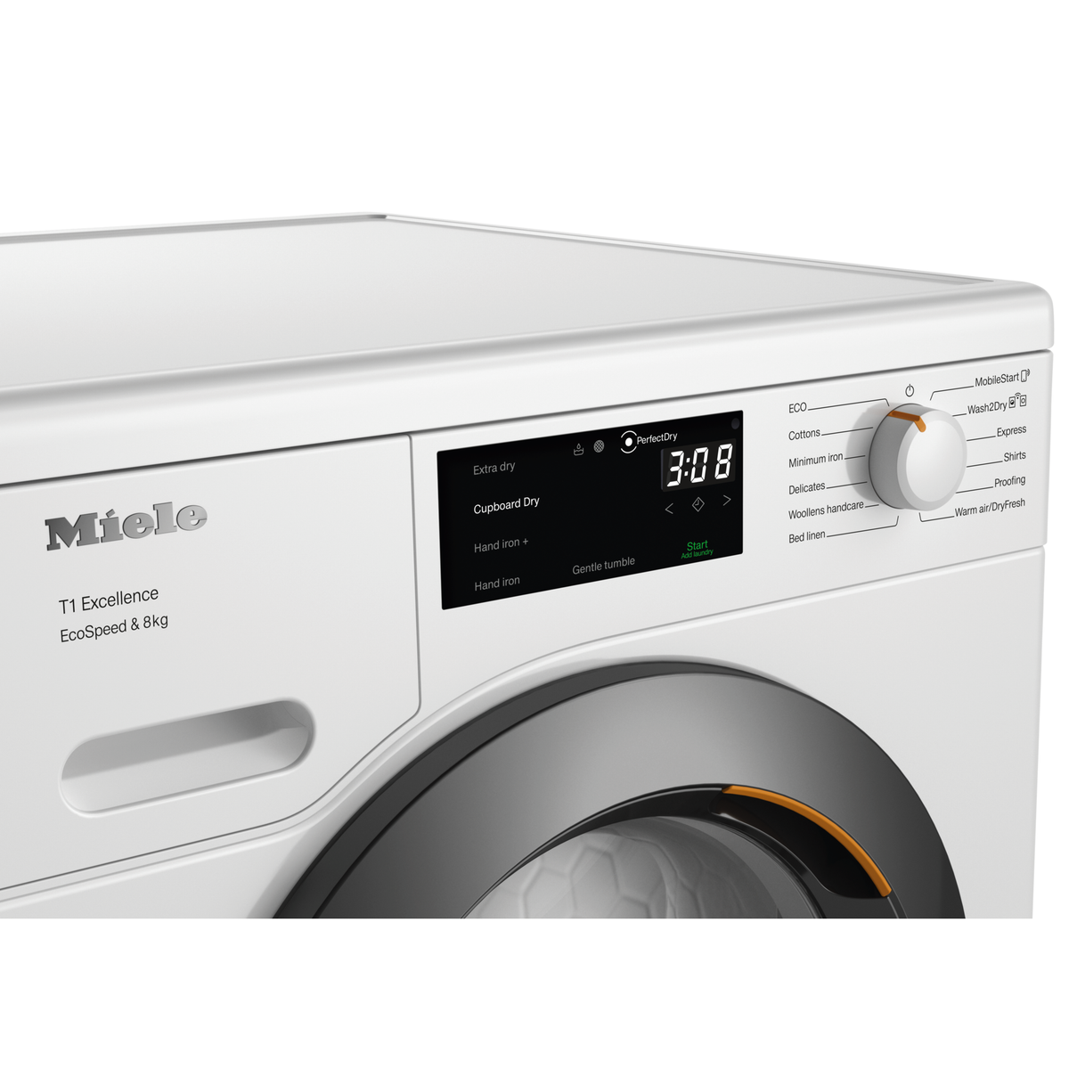 Miele T1 EcoSpeed 8KG Freestanding Heat Pump Tumble Dryer - Lotus White | TEC645 from Miele - DID Electrical