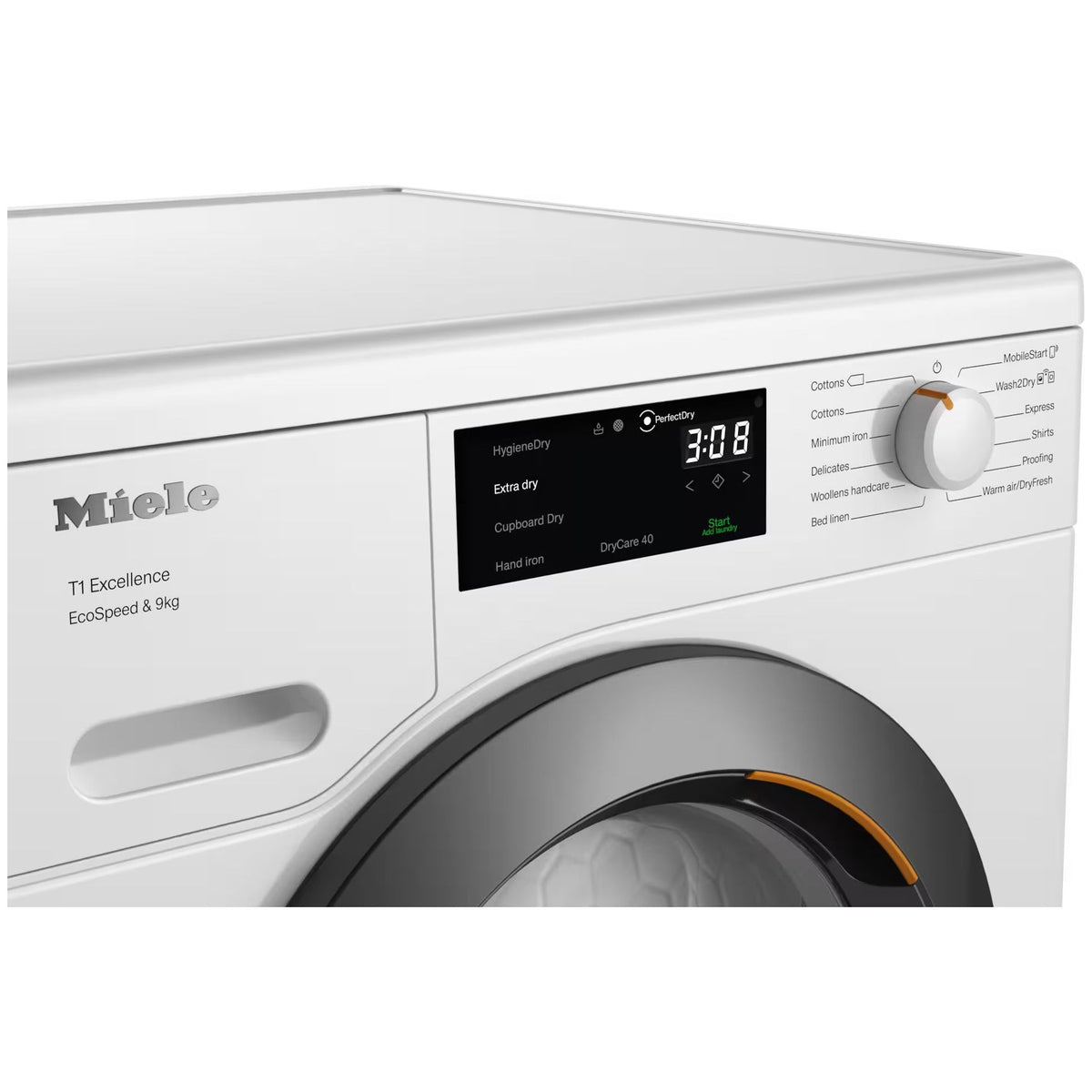 Miele T1 EcoSpeed 9KG Freestanding Heat Pump Tumble Dryer - Lotus White | TED645WP from Miele - DID Electrical