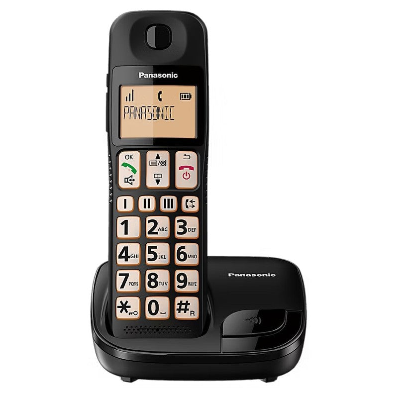 Panasonic KX-TGE110 Single Big Button Cordless Dect Phone - Black | TLP110 from Panasonic - DID Electrical