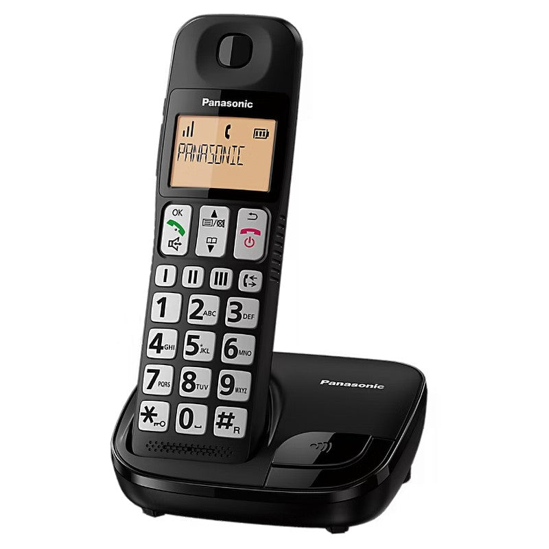 Panasonic KX-TGE110 Single Big Button Cordless Dect Phone - Black | TLP110 from Panasonic - DID Electrical