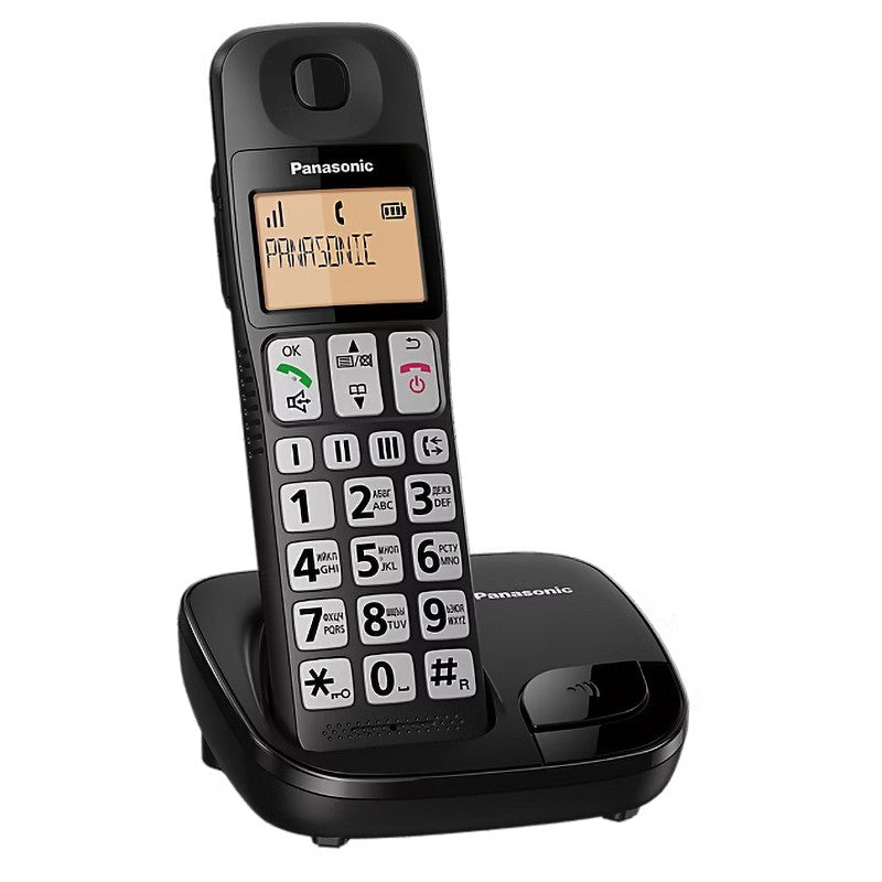 Panasonic KX-TGE110 Single Big Button Cordless Dect Phone - Black | TLP110 from Panasonic - DID Electrical