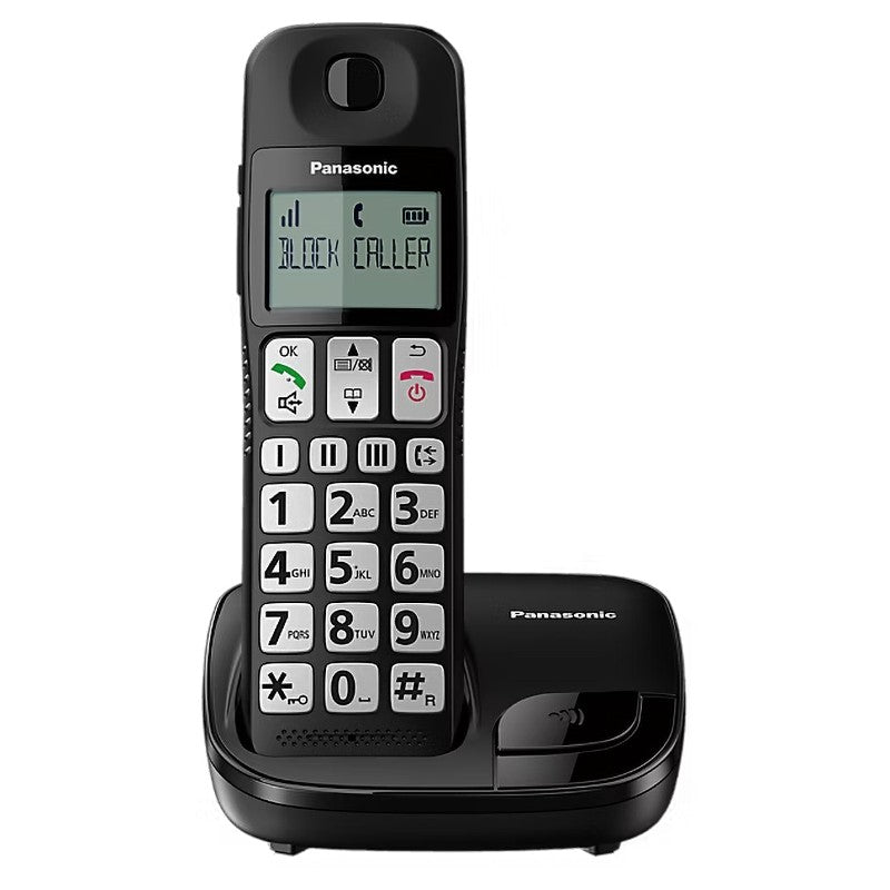 Panasonic KX-TGE110 Single Big Button Cordless Dect Phone - Black | TLP110 from Panasonic - DID Electrical